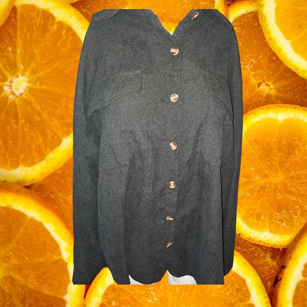 Shein Black Button Up Long Sleeve Shirt Size XL